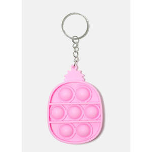 Porte-clés A3shop Pineapple Push for Pop, imprimé UV, style dessin animé, en caoutchouc, avec boussole en métal aluminium et plastique PVC - Product Image 2