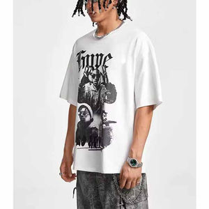 Camiseta de gran tamaño 220GSM de peso pesado para hombre, de manga corta Camiseta con estampado de algodón 100% antiarrugas bordada para hombre - Product Image 5