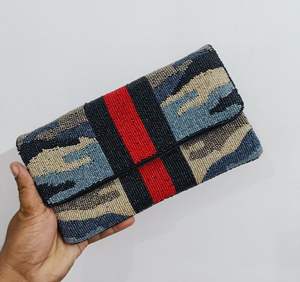 Semilla bordada con cuentas multicolor Haig calidad bordado semillas cuentas embrague monedero de la India embrague hecho a mano para mujer - Product Image 5