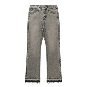 Wholesale <b>Flared</b> <b>Jeans</b> <b>Men</b> Classic Streetwear Raw Hem <b>Jeans</b> Pants Straight Leg Baggy <b>Jeans</b> <b>Men</b> - Product Image 2