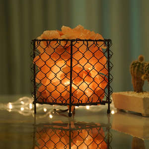Antique Wrought Iron Basket Himalayan Rock <b>Salt</b> Bowl Lamp Natural Handcrafted Decor Bulk Wholesale Supplier From Pakistan - Product Image 2