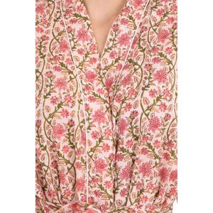 Bata de Casa Ligera de Algodón Estilo Boho-Kimono con Estampado Floral Indio Hecho a Mano, Traje de Baño Tipo Pareo - Product Image 3