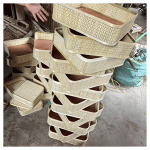 <b>Bamboo</b> Gift Basket Box durable <b>bamboo</b> <b>cane</b> with hinged lid for keepsake storage and gift wrap presentation Vietnam - Product Image 2