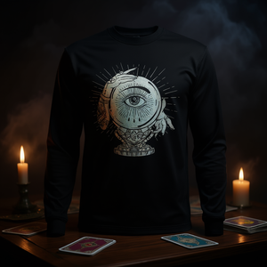 T-shirt a maniche lunghe con design a occhio di cristallo, tema psichico da oracolo - Product Image 3