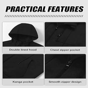 เสื้อสเวตเตอร์มีฮู้ดสำหรับผู้ชายเสื้อสเวตเตอร์มีฮู้ดผ้าคอตตอน100% โอเวอร์ไซส์ผ้าคอตตอนไม่มีลายพิมพ์ - Product Image 5