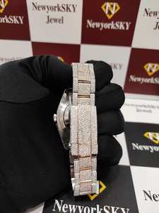 Reloj de diamante de moissanita con esfera grande de 41MM con diseño clásico, reloj de pulsera de movimiento automático personalizado - Product Image 5