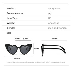 Gafas de sol con forma de corazón para mujer, lentes de sol informales a la moda, con protección UV, color rosa, rojo, azul, blanco, verde, tortuga Hawksbill - Product Image 2