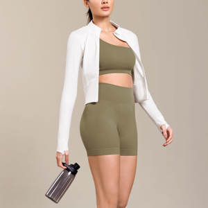 New Trend Solid Color Best Support Seamless One Shoulder Sports Bra for Women Ribbed Non Padded Yoga Crop Tops - Product Image 4