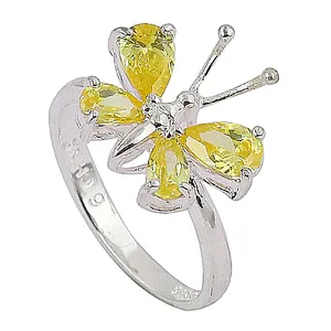 Women's 925 Silver Butterfly <b>Ring</b> with <b>Turquoise</b> Gemstones Geometric Pattern Platinum Rectangle Rhodium Plated Jewelry - Product Image 3