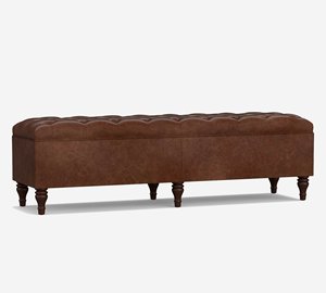 Banc de grande taille en similicuir de haute qualité pour la maison Tabouret de console en incrustation d'os de luxe Meubles à l'aspect antique - Product Image 1