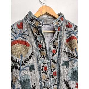New TNT Fabric Suzani Embroidery <b>Reversible</b> <b>Jacket</b> Lightweight Quilted Short Thin Boho Outerwear for Spring Autumn PU Suede - Product Image 2