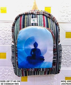 Sac à dos unisexe en coton de chanvre fait à la main sacs de soirée écologique mode durable fermeture à glissière artisanat de métier à tisser - Product Image 4