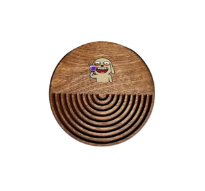 Sous-verres ronds en bois avec sculpture en demi-cercle concentrique et design peint sur mesure, style moderne pour verres et décoration de table - Product Image 3