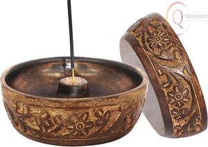 Porte-encens décoratif en bois avec motif traditionnel indien, durable et 100 % naturel pour la maison, le temple et la prière - Product Image 2