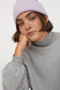 Wholesale Women's Winter Oversized Fit Custom Soft Fleece Jumper <b>Black</b> Mock Neck <b>Sweatshirts</b> with Front Custom Logo Printing - Product Image 5