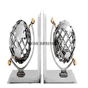 Aspecto elegante Calidad superior Metal Color plata Acabado Brillante Pulido Mundo Globo Diseñador Aspecto atractivo Sujetalibros Suministros - Product Image 4