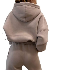 Conjunto de 2 piezas informal de trabajo para mujer de talla grande personalizado pantalones de chándal con capucha bordados colección de otoño tela de algodón - Product Image 2