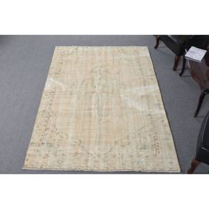 Tapis turc classique Vintage Beige 5.2x8.1 pieds laine Latex support grande surface Rectangle Patchwork motif pour couloir chambre décor - Product Image 1