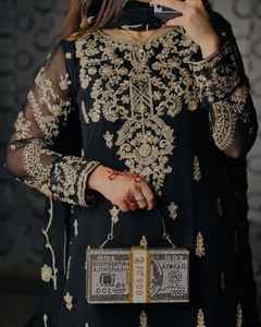 Trabajo de bordado secuenciado de muselina pura Salwar Kurta Set Vintage Indian Traditional Wear para fiestas especiales-Handcrafted India - Product Image 3