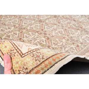 Classic <b>Brown</b> Beige 6.5 X 9.5ft Woolen Turkish Rug Patchwork Design for Entryway Living Room or Bedroom Latex Backing - Product Image 4