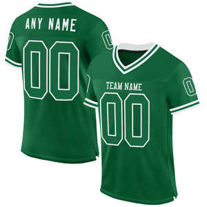 Vente en gros Qualité supérieure Respirant Séchage rapide Kelly Vert & Blanc Maillot de football Throwback Maillot de football américain authentique - Product Image 1