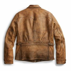 Chaqueta de Cuero de Estilo Vintage Cómoda para Hombre, Transpirable, Antiarrugas, Antiencogimiento, Chaqueta de Cuero para Hombre - Product Image 4