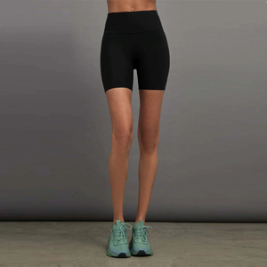 Shorts de sport pour femmes de haute qualité 100% coton/Polyester personnalisé/Nylon respirant extensible dans les 4 sens Taille haute Poche zippée invisible - Product Image 3