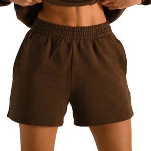 Shorts de sport en molleton de coton respirant à séchage rapide taille haute pour femmes grandes tailles, vente en gros, shorts décontractés, écologiques - Product Image 6