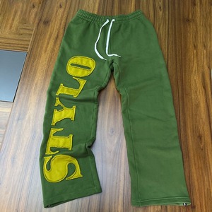 Pantalon évasé personnalisé en coton pour hommes, pantalon de survêtement évasé avec broderie d'appliques - Product Image 1