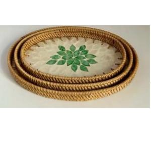 Multipurpose Used Breakfast Wooden Serving Tray Custom Shape Good Quality Enamel Finishing Snacks Sweet Serving Trays Usage - Product Image 4