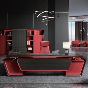 Bureau de direction moderne ergonomique résistant à l'eau multifonction écologique en bois pour villa, table de direction, bureau de patron, ordinateur - Product Image 1