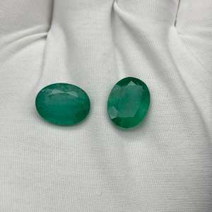 Par de Piedras Preciosas Sueltas de Esmeralda Verde Natural de Corte Ovalado de 19 Quilates para Pendientes, Piedras Facetadas de Esmeralda AAA+, Proveedor Mayorista de la India - Product Image 5