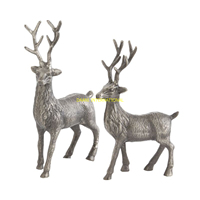 Ensemble de sculptures de rennes en métal doré faites à la main, statues modernes de cerfs à cornes pour la décoration de Noël et l'ornement de la maison pendant les fêtes