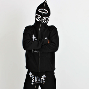 Fabricants d'usine, sweats à capuche avec fermeture éclair pour hommes, sweats à capuche avec fermeture éclair, vêtements streetwear lourds, logo personnalisé, impression bouffante 3D, capuche pour hommes - Product Image 1