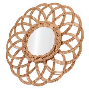 Espejo redondo decorativo de ratán en forma de Sol para el hogar Espejo de pared de ratán Pared Natural Mimbre seguro Decoraciones para el hogar de lujo - Product Image 4
