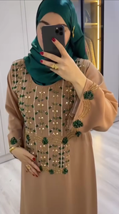 Luxury Beaded <b>Abaya</b> Design for Women Plain Body <b>Abaya</b> with Heavy Hand Bead work and Crystal Detailing Ideal for EID Ramadhan - Product Image 2