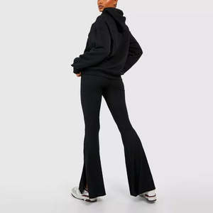 Survêtements évasés personnalisés à délavage acide, fermeture éclair, jambe droite, broderie délavée, ensembles de sweat-shirts et de pantalons de survêtement - Product Image 2