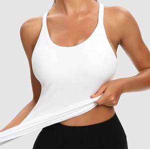 เสื้อกล้ามสำหรับผู้หญิงไซส์พิเศษสีขาวนุ่มพิเศษเสื้อครอปสำหรับออกกำลังกายเล่นโยคะ - Product Image 6