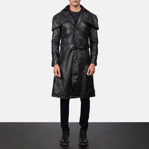 Deux Men's Black Leather <b>Duster</b> Coat - Product Image 2