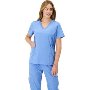 Haut de soins de santé pour femmes, chemises de gommage extensibles évacuant l'humidité, panneaux latéraux côtelés - Product Image 2