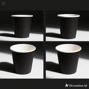Vaso de papel negro ecológico con diseño en relieve blanco 12 oz 50 paquetes desechables y elegantes - Product Image 3