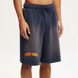 Nuevos pantalones cortos para hombre 2025 con lavado ácido con logotipo bordado personalizado, pantalones cortos cómodos de peso pesado de longitud larga para hombre - Product Image 1