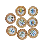 Ensemble de sous-verres classiques vietnamiens faits à la main en rotin, osier, jacinthe d'eau et bambou, motif floral, décoration de vacances, cadeau TUYET DUNG