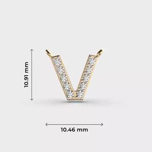จี้ตัวอักษรรูปตัว V ที่มีสไตล์สำหรับทุกเพศสีขาวทองขาวชุบเพชรโมอิสซาไนต์เครื่องประดับที่ดีจี้สำหรับเด็กและวัยรุ่น - Product Image 6