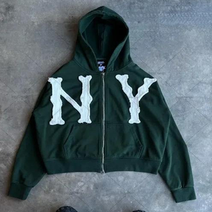 Sweat-shirt à capuche brodé avec un visage pleurant pour homme 2024, nouvelle arrivée, veste unisexe délavée, hip-hop, rock, décontracté, sweat-shirt d'hiver - Product Image 4