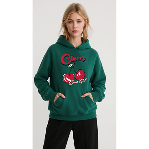Felpa Oversize Unisex organica con Design stampato ciliegia ragazza dolce per la stagione invernale - Product Image 3