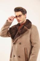 Parka d'hiver pour homme en peau de mouton noire de qualité supérieure, fabriquée en Turquie, respirante, rembourrée de coton épais, col en V, logo personnalisé, lavable
