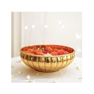 Bol décoratif en aluminium de qualité exclusive en couleur or Vaisselle de restaurant servant des pépites de chocolat et de trempette - Product Image 5