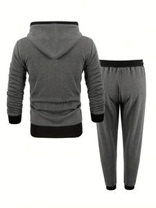 Men's Hooded Printed Fleece Sweatshirt and <b>Pants</b> Set | Winter Sportswear | Lightweight Breathable | Customizable OEM Available - Product Image 3