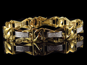 Magnifique bracelet en argent sterling plaqué or 3 carats avec moissanite de clarté VVS, coupe ronde, style hip-hop pour homme - Product Image 5